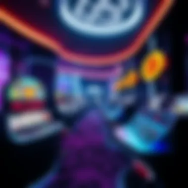 Futuristic Gaming Environment with Cryptocurrencies A futuristic gaming environment illustrating cryptocurrencies in casinos