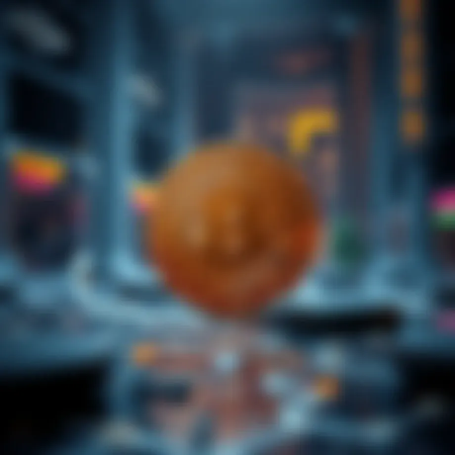 Digital representation of Bitcoin in a futuristic setting